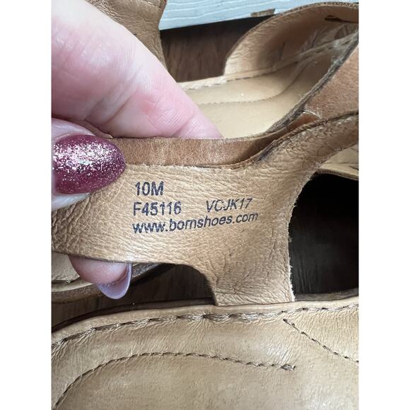 BORN Tan Neutral Leather Comfort Strappy Retro Platform Sandals Shoes Sz 10M - Picture 9 of 12